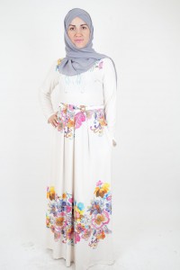 Rose patterned white dress