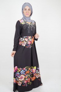 Black dress with flowers